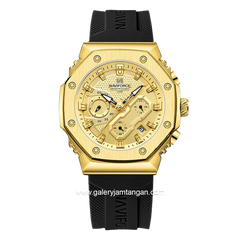 NAVIFORCE NF-8035G & NF-8035L Chronograph Black Gold Rubber Strap
