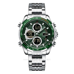 NAVIFORCE NF-9197M Silver Dual Time Stainless Steel Strap