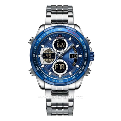 NAVIFORCE NF-9197M Silver Dual Time Stainless Steel Strap
