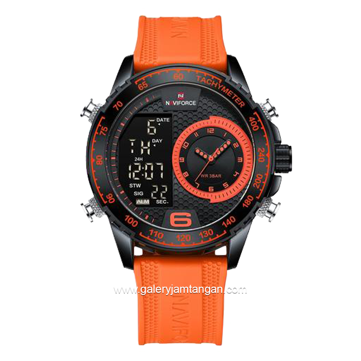 NAVIFORCE NF-9199M Digital Analog Ring Black Rubber Strap