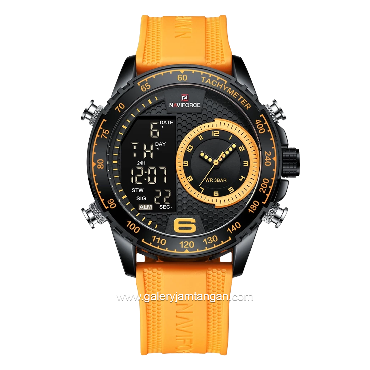 NAVIFORCE NF-9199M Digital Analog Ring Black Rubber Strap