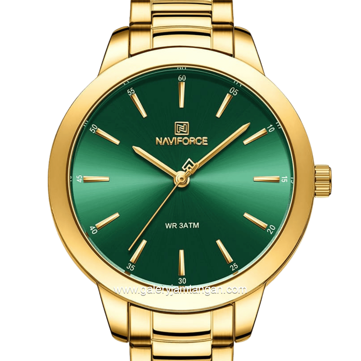 NAVIFORCE NF-5025L Gold Dial Green Stainless Steel Strap