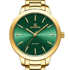 NAVIFORCE NF-5025L Gold Dial Green Stainless Steel Strap