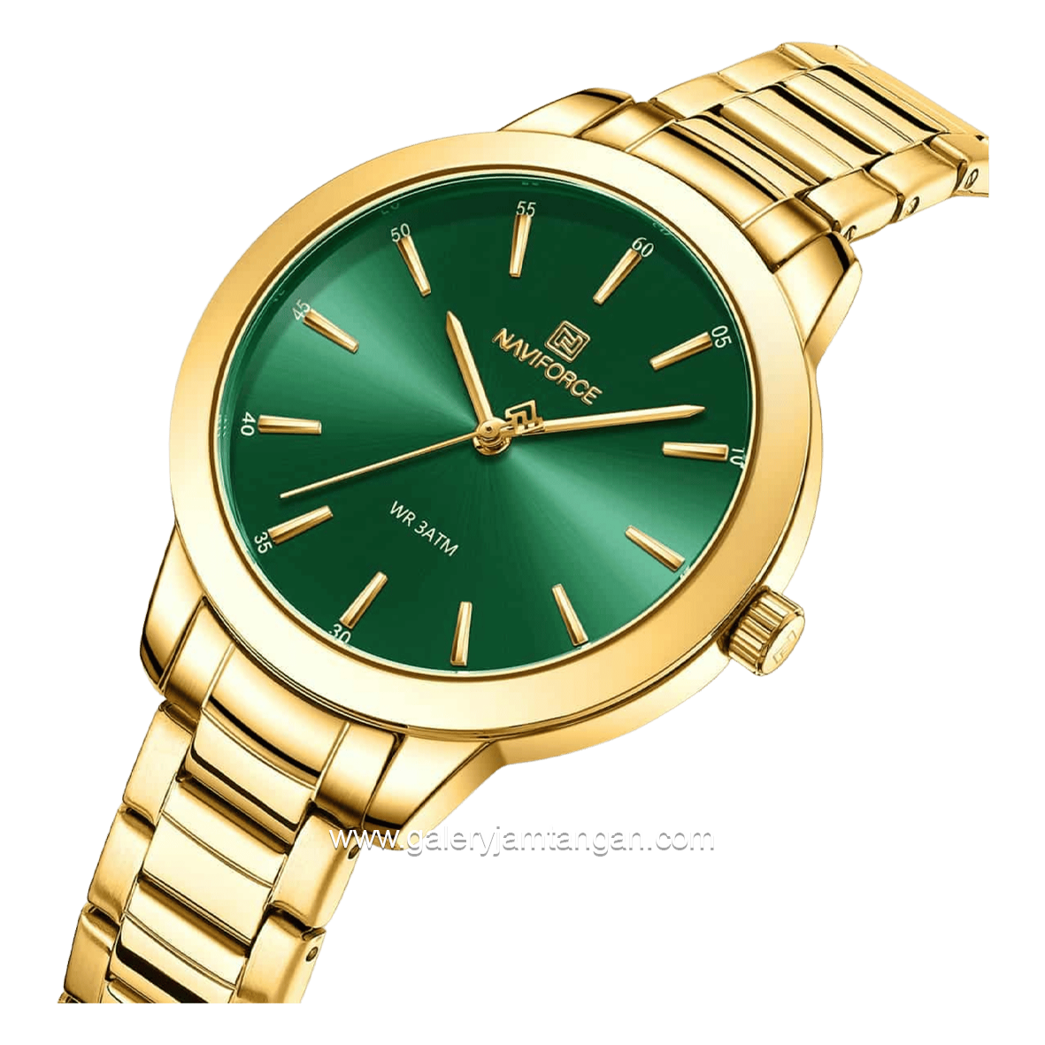 NAVIFORCE NF-5025L Gold Dial Green Stainless Steel Strap