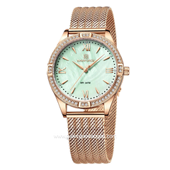 NAVIFORCE NF-5028L Rosegold Dial Green Mesh Stainless Steel Strap