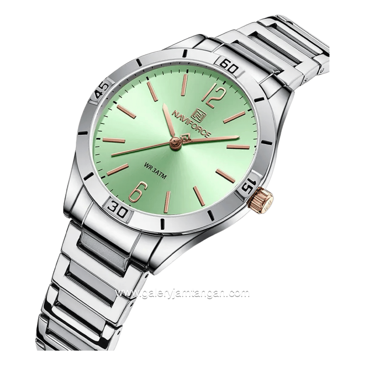 NAVIFORCE NF-5029L Silver Dial Green Stainless Steel Strap