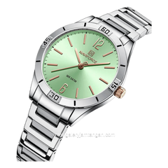 NAVIFORCE NF-5029L Silver Dial Green Stainless Steel Strap