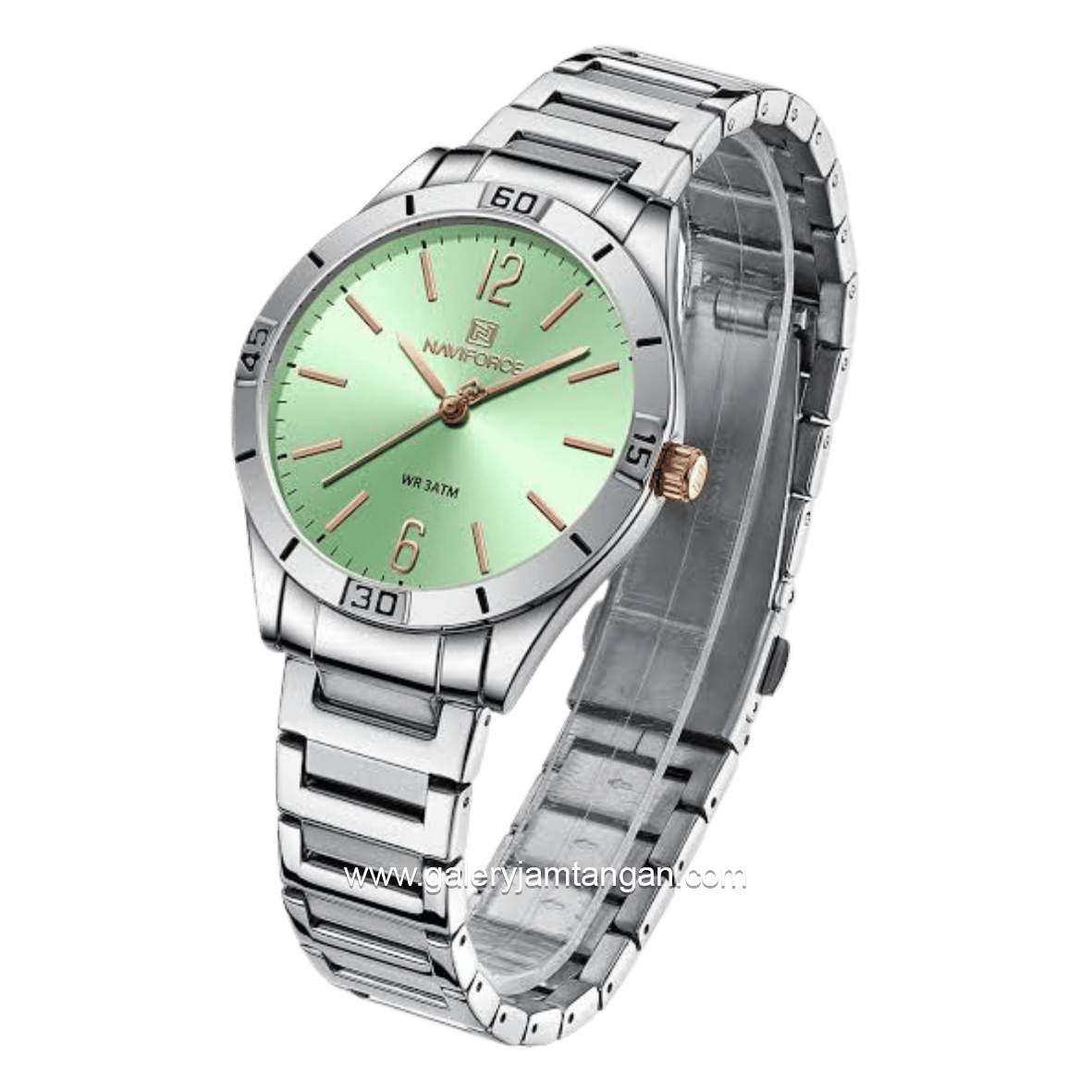 NAVIFORCE NF-5029L Silver Dial Green Stainless Steel Strap