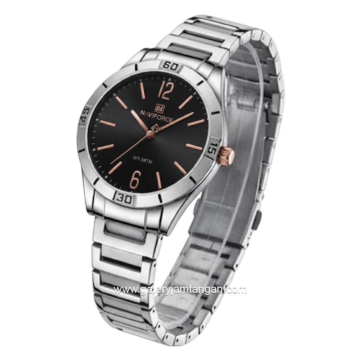 NAVIFORCE NF-5029L Silver Dial Black Stainless Steel Strap