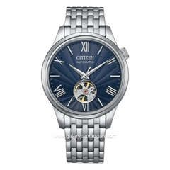 CITIZEN MECHANICAL NH9130-84L Silver Dial Navy Open Heart Stainless Steel