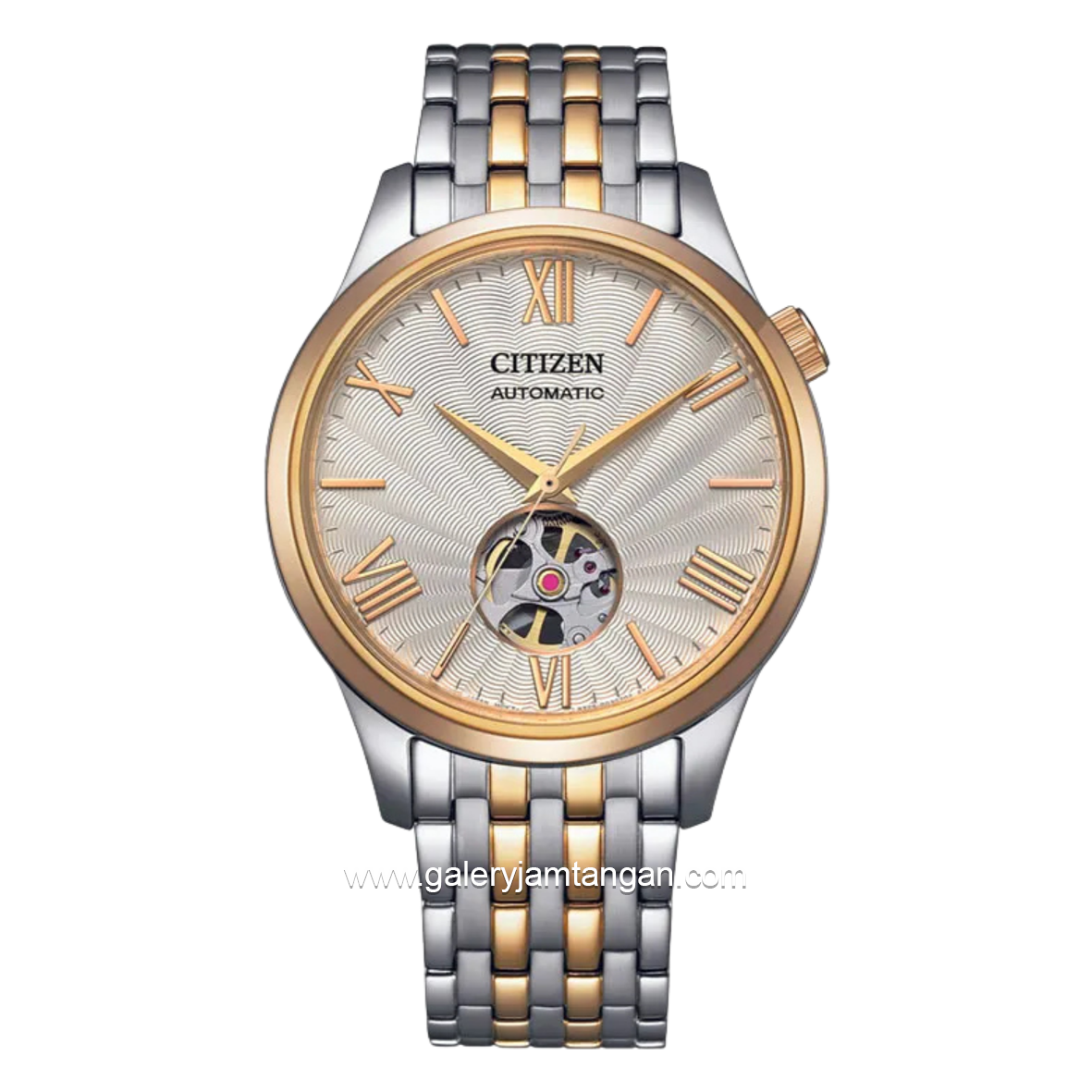 CITIZEN MECHANICAL NH9136-88A Dual Tone Dial Beige Open Heart Stainless Steel