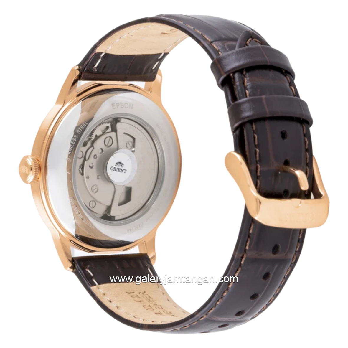 ORIENT BAMBINO OPEN HEART RA-AG0001S30B Automatic Brown Rosegold Dial White Leather Strap