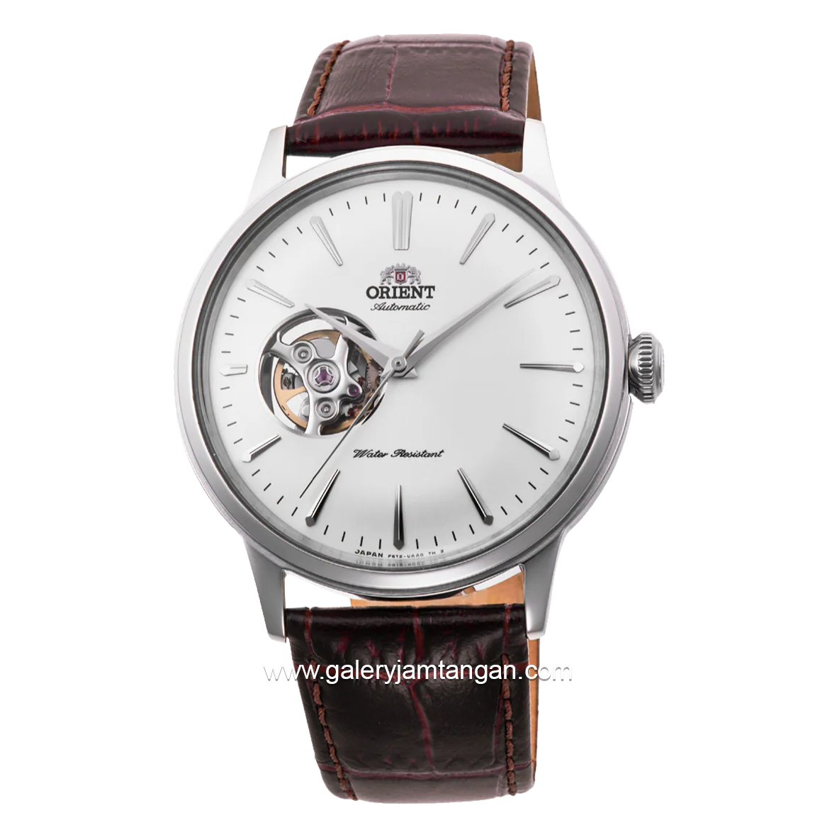 ORIENT BAMBINO OPEN HEART RA-AG0002S30B Automatic Brown Silver Dial White Leather Strap