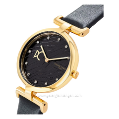 PIERRE CARDIN MADELEINE W-CMD.3546 Black Gold Dial Black Leather Strap