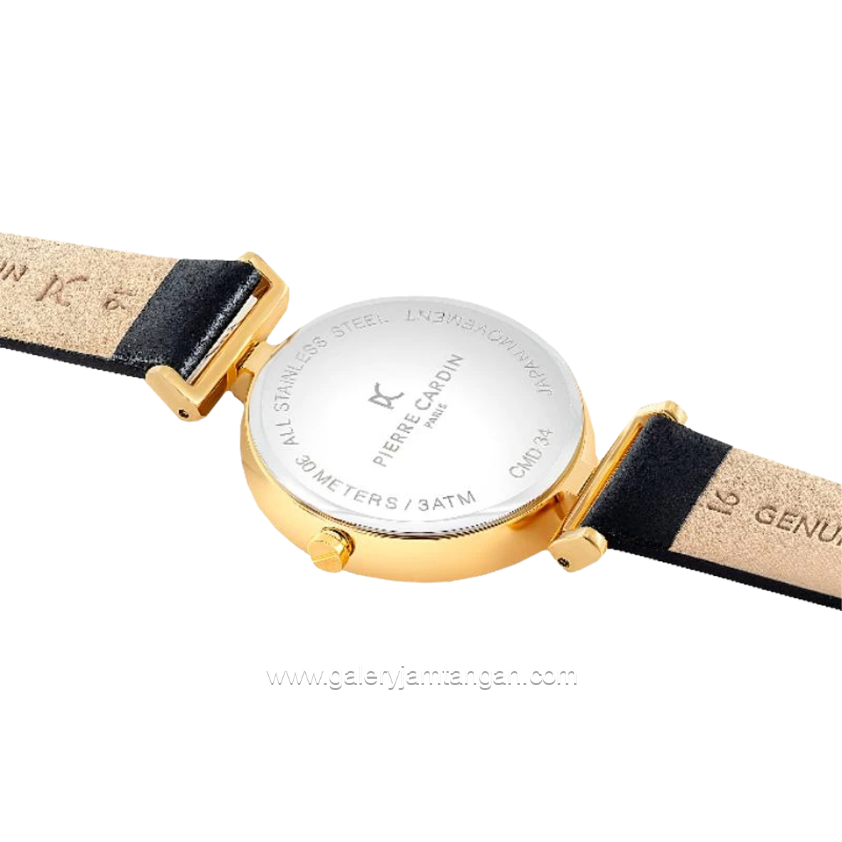PIERRE CARDIN MADELEINE W-CMD.3546 Black Gold Dial Black Leather Strap
