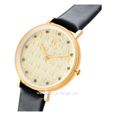 PIERRE CARDIN BONNE NOUVELLE W-CBN.3051 Women's Watch Black Gold Leather Strap