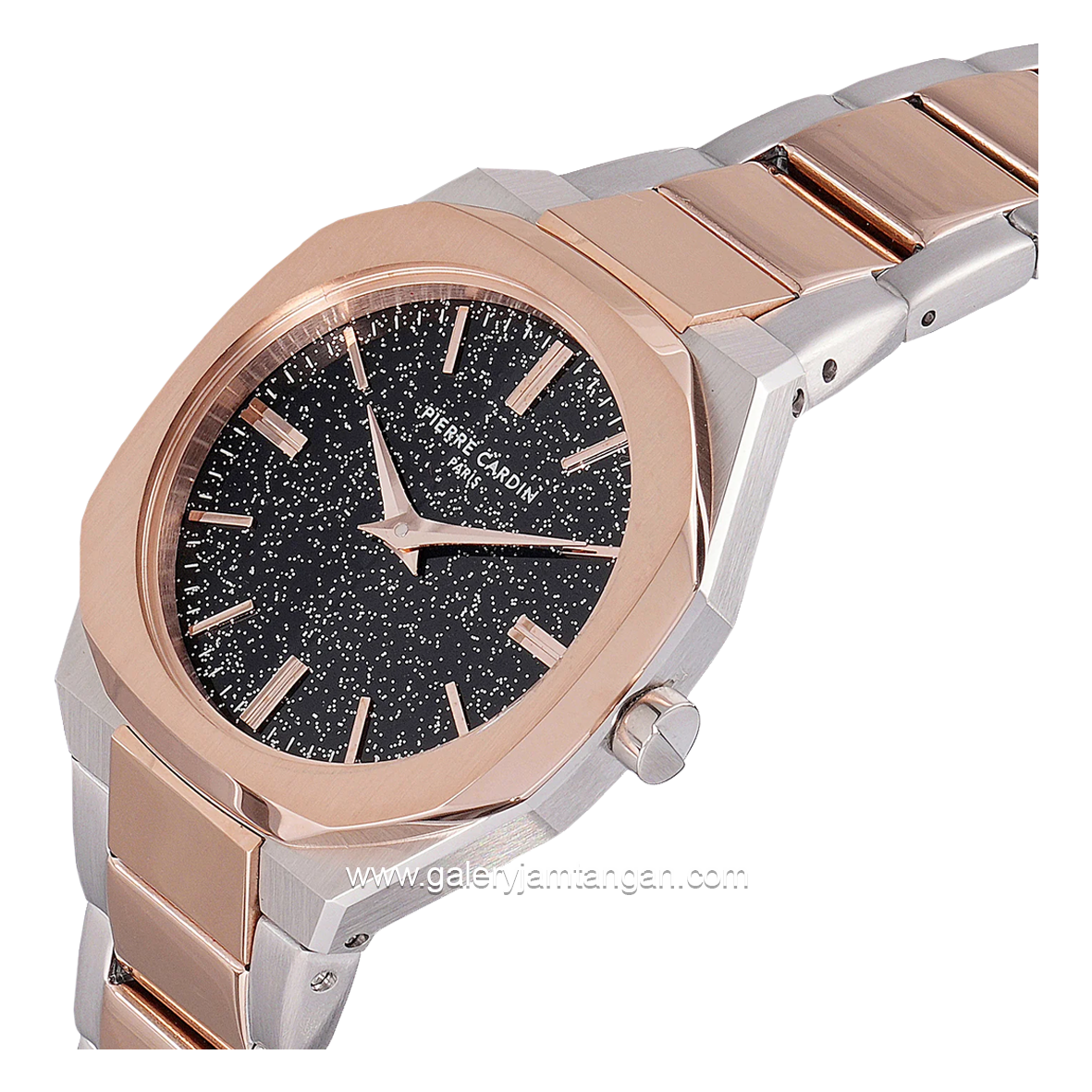 Pierre Cardin ELYSEE CHRYSANTHEM CF.1008.MU.1 Silver Rosegold Dial Black Stainless Steel