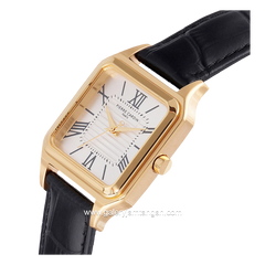 Pierre Cardin MENILMONTANT CARRE CF.1006.LB.1 Black Gold Leather Strap