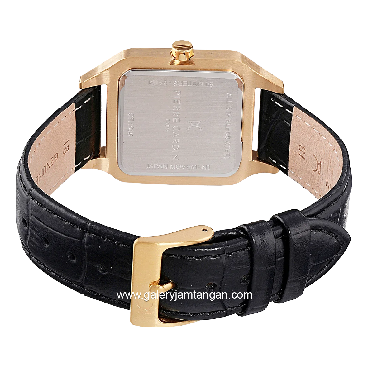 Pierre Cardin MENILMONTANT CARRE CF.1006.LB.1 Black Gold Leather Strap