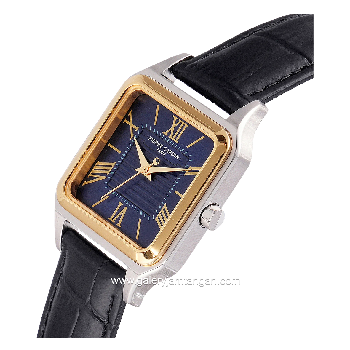 Pierre Cardin MENILMONTANT CARRE CF.1006.LB.2 Black Gold Dial Blue Leather Strap