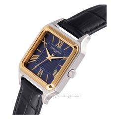 Pierre Cardin MENILMONTANT CARRE CF.1006.LB.2 Black Gold Dial Blue Leather Strap