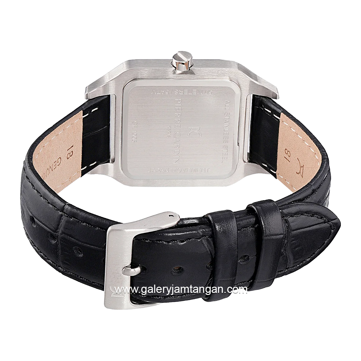 Pierre Cardin MENILMONTANT CARRE CF.1006.LB.2 Black Gold Dial Blue Leather Strap