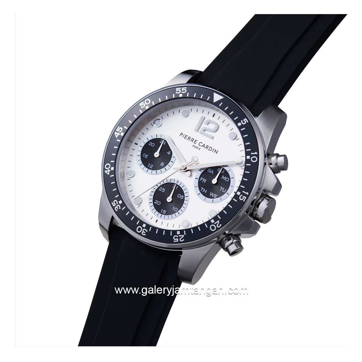 PIERRE CARDIN NATION SWANK-CNI.0021 Black Silver Rubber Strap
