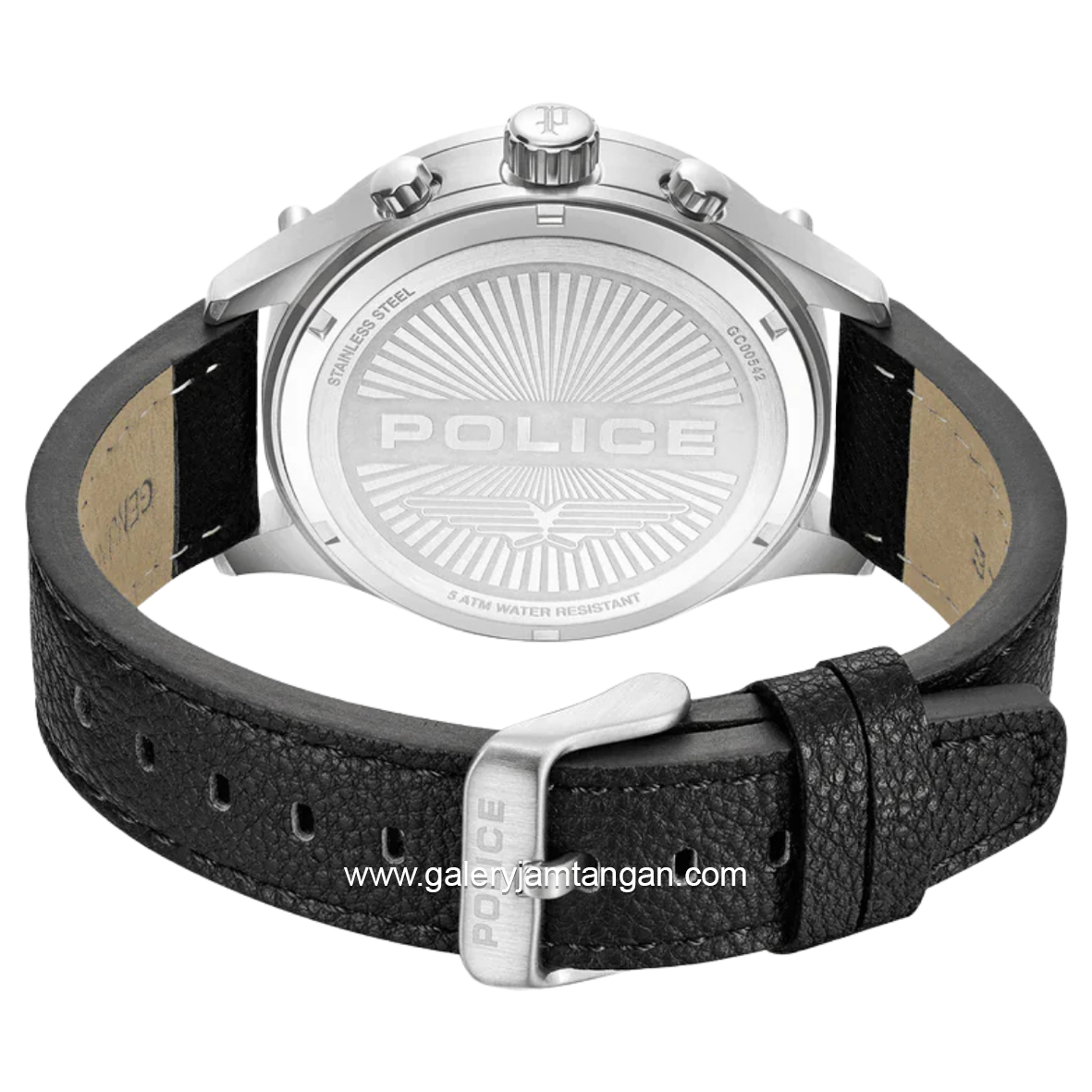 POLICE PEWGC0054205 Black Silver Leather Strap