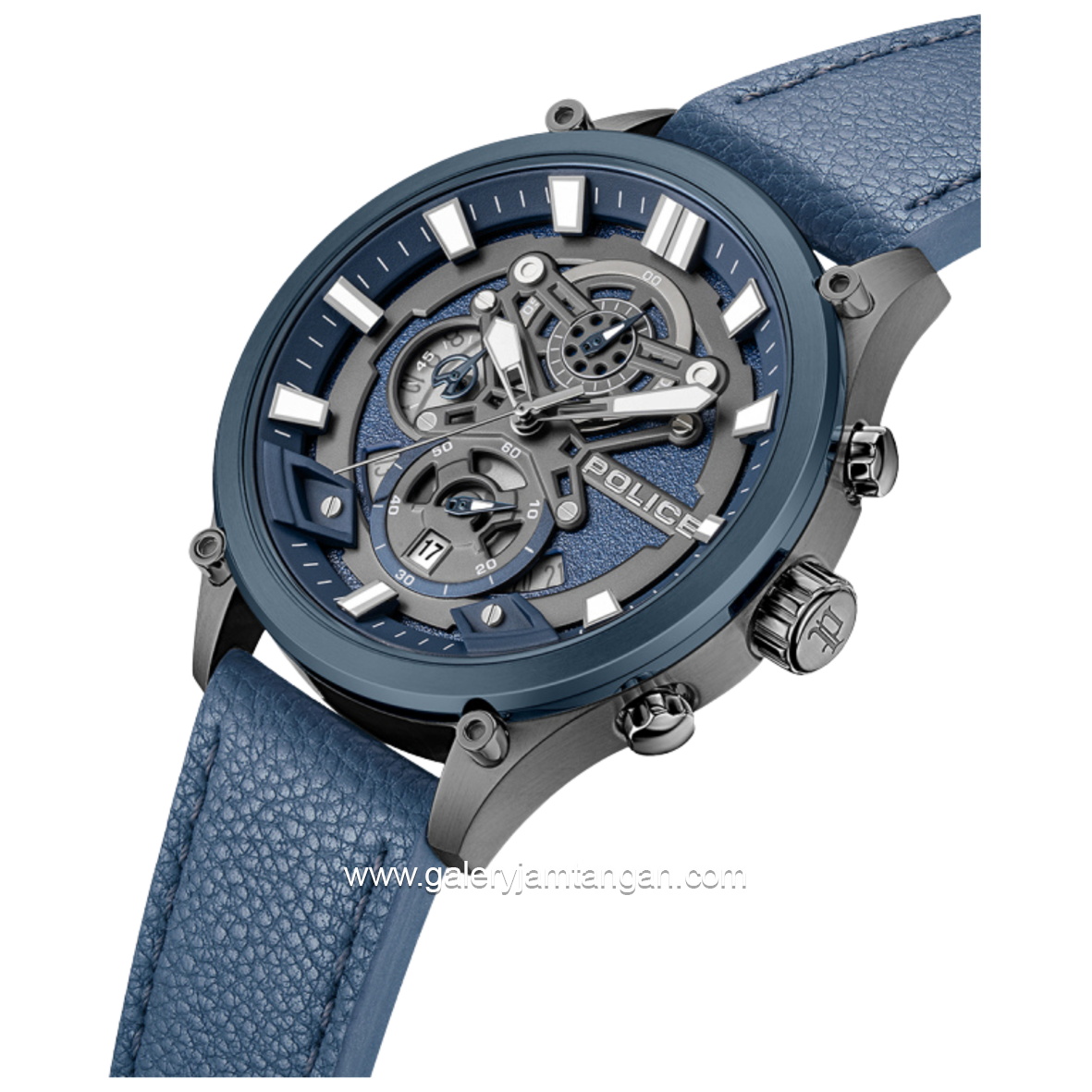 POLICE PEWGC0054205 Chronograph Blue Leather Strap