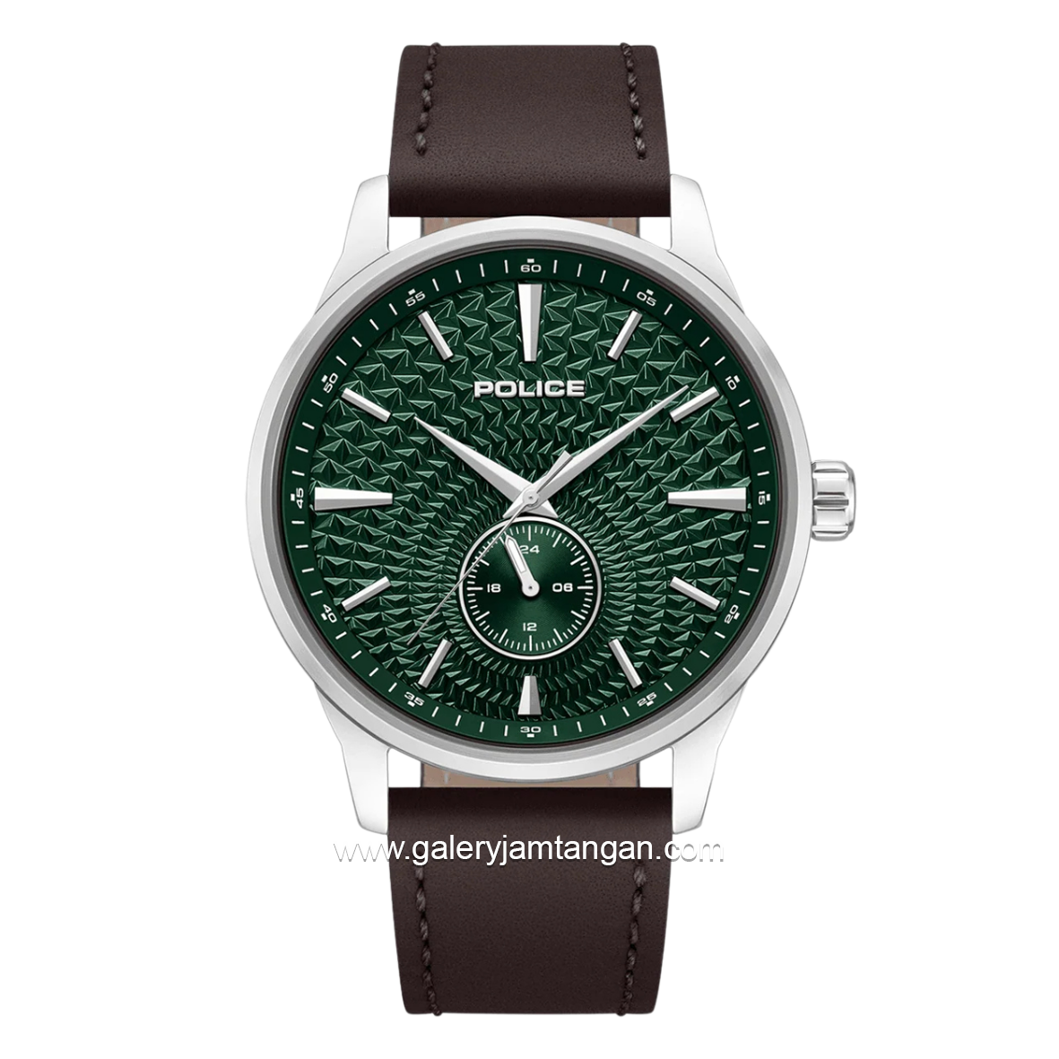 POLICE JET PEWGF0093601 Brown Dial Green Leather Strap