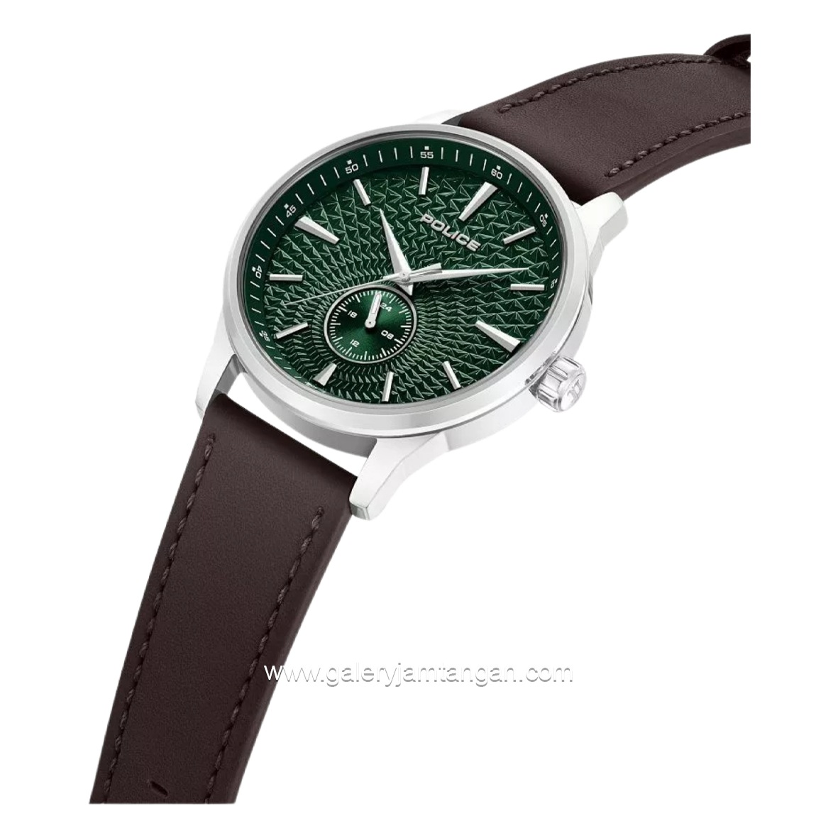 POLICE JET PEWGF0093601 Brown Dial Green Leather Strap