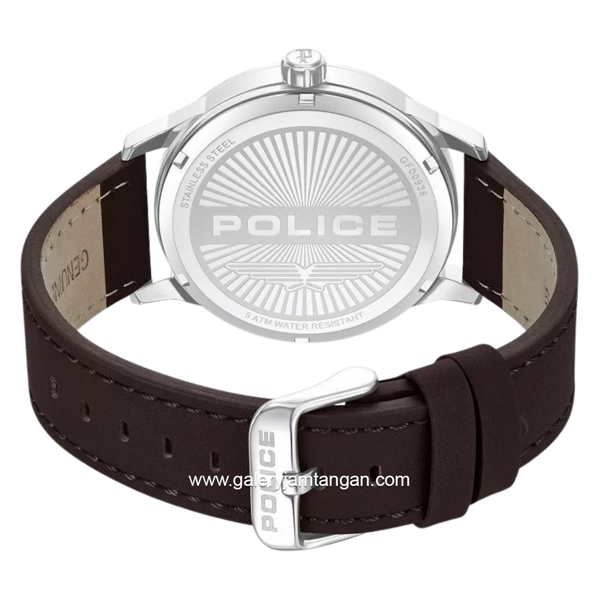 POLICE JET PEWGF0093601 Brown Dial Green Leather Strap