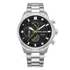 POLICE REACTOR PEWGK0039204M Silver Jarum Yellow Stainless Steel Strap