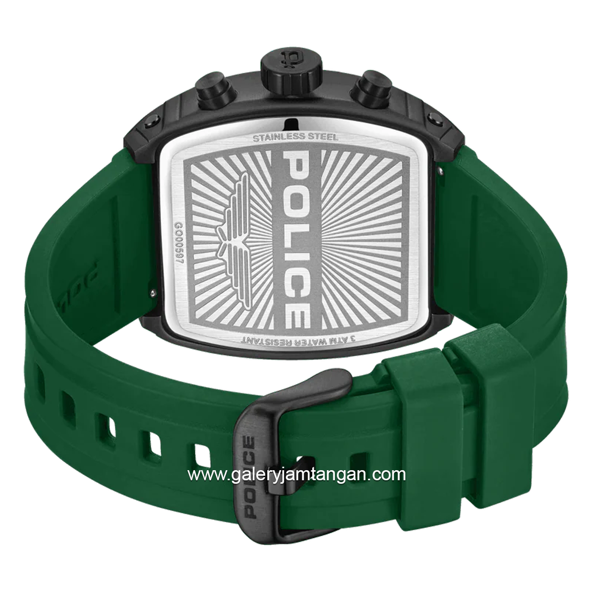 POLICE PEWGO0063102 Green Grey Silicone Strap