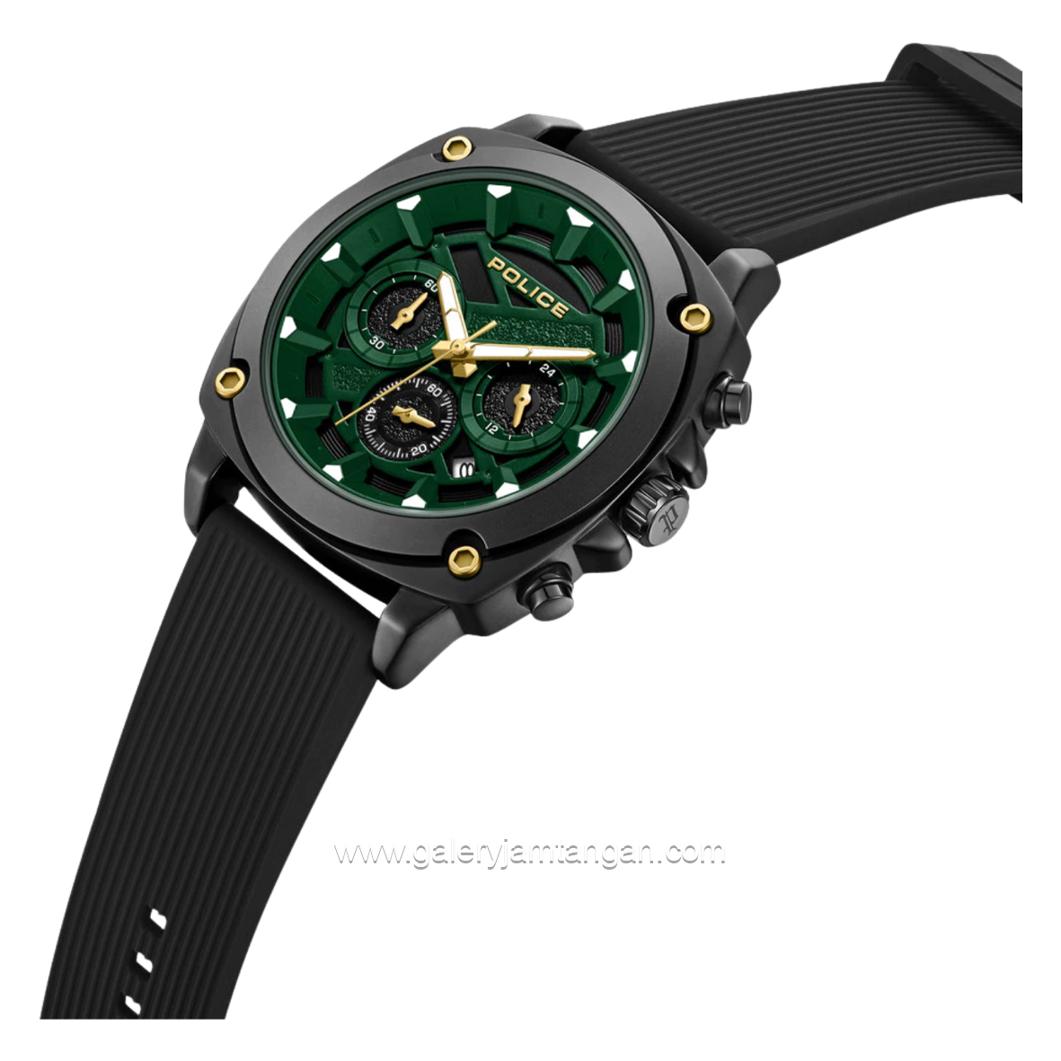 POLICE BOLT PEWGO2240202 Black Dial Green Silicone Strap