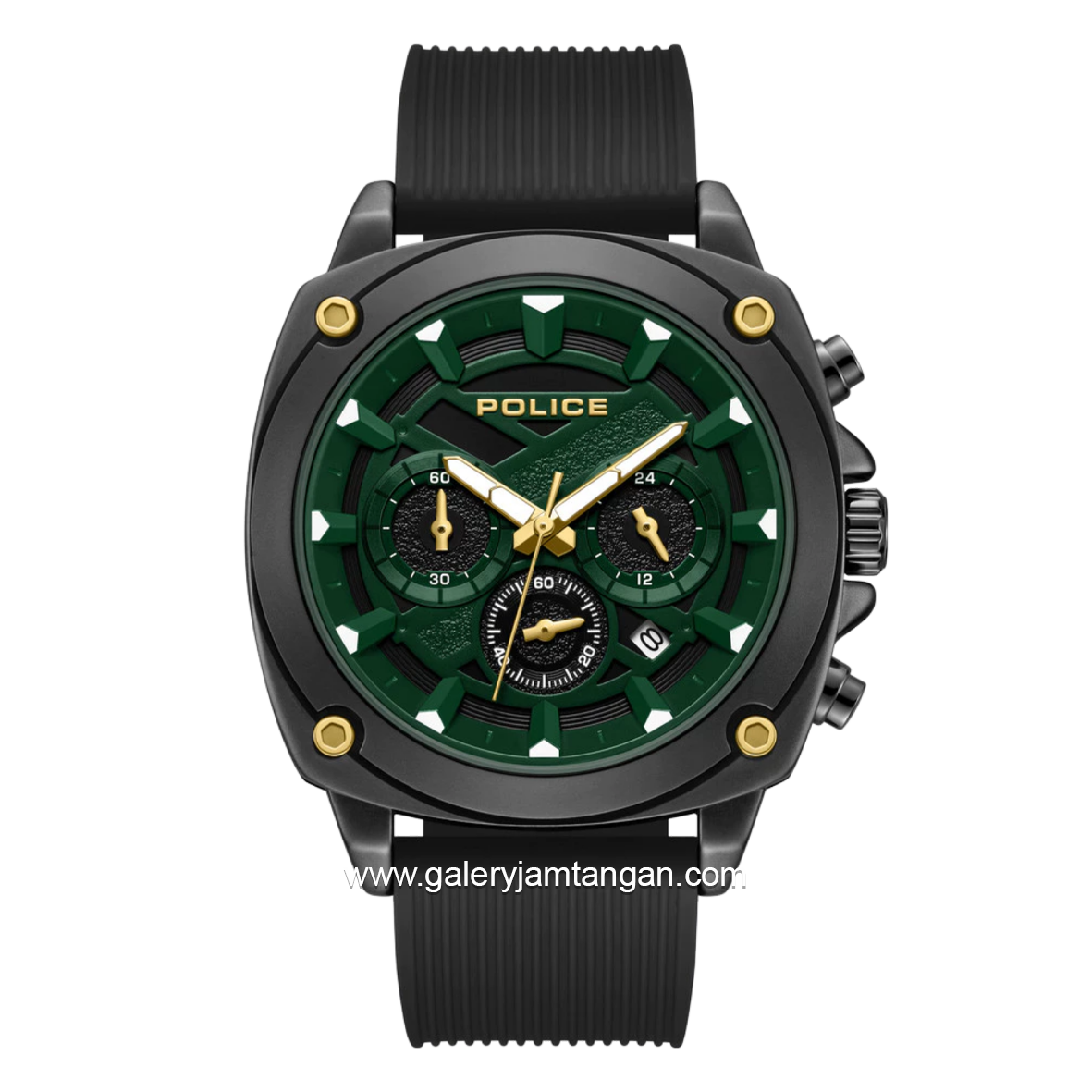 POLICE BOLT PEWGO2240202 Black Dial Green Silicone Strap