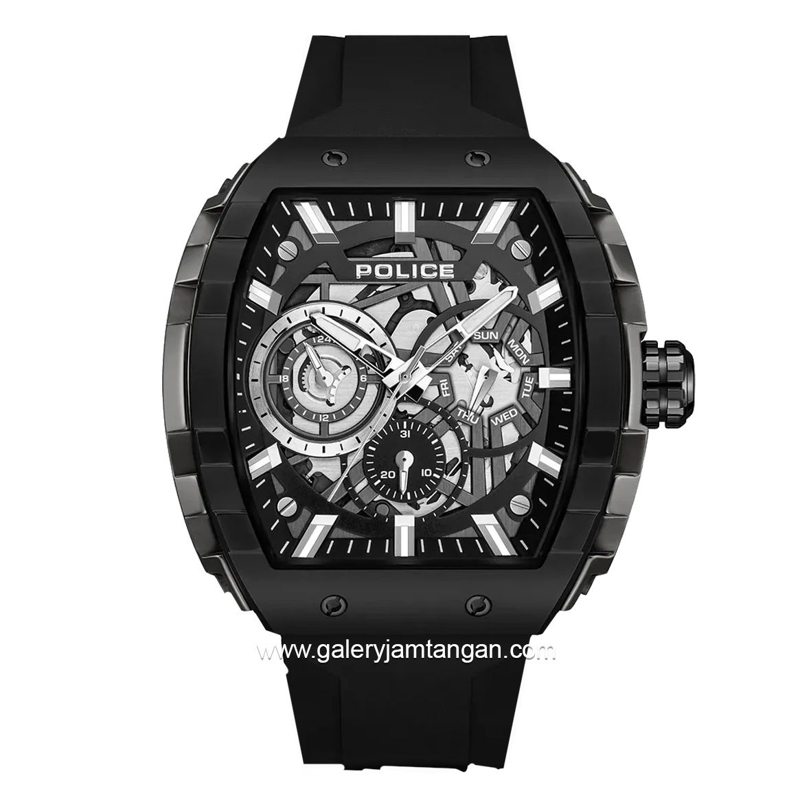POLICE PEWGQ0063001 Black Silver Rubber Strap
