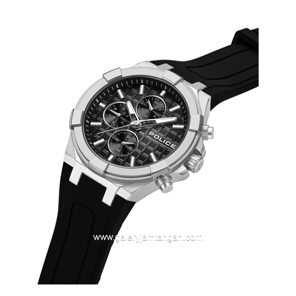 POLICE PEWGQ0082002 GUARDIAN Black Silver Dial Black Rubber Strap