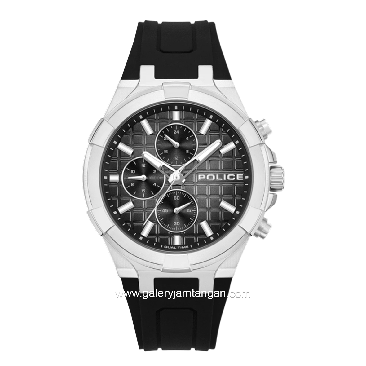 POLICE PEWGQ0082002 GUARDIAN Black Silver Dial Black Rubber Strap