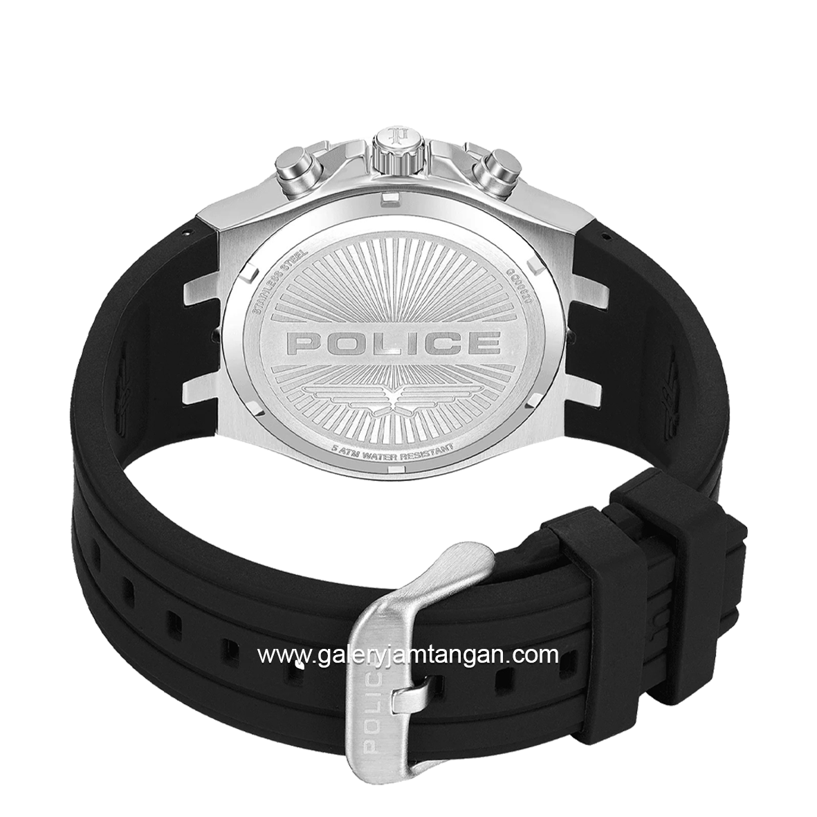 POLICE PEWGQ0082002 GUARDIAN Black Silver Dial Black Rubber Strap