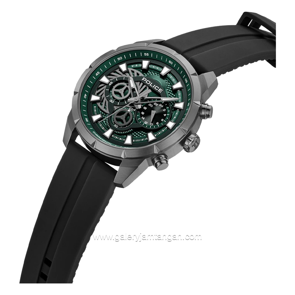 POLICE NEIST PEWGQ0092703 Chronograph Black Dial Green Silicone Strap