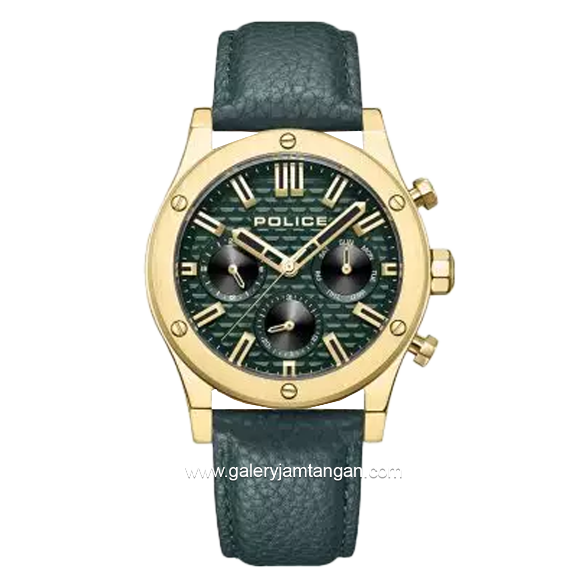 POLICE PEWJF0006202 Green Leather Strap