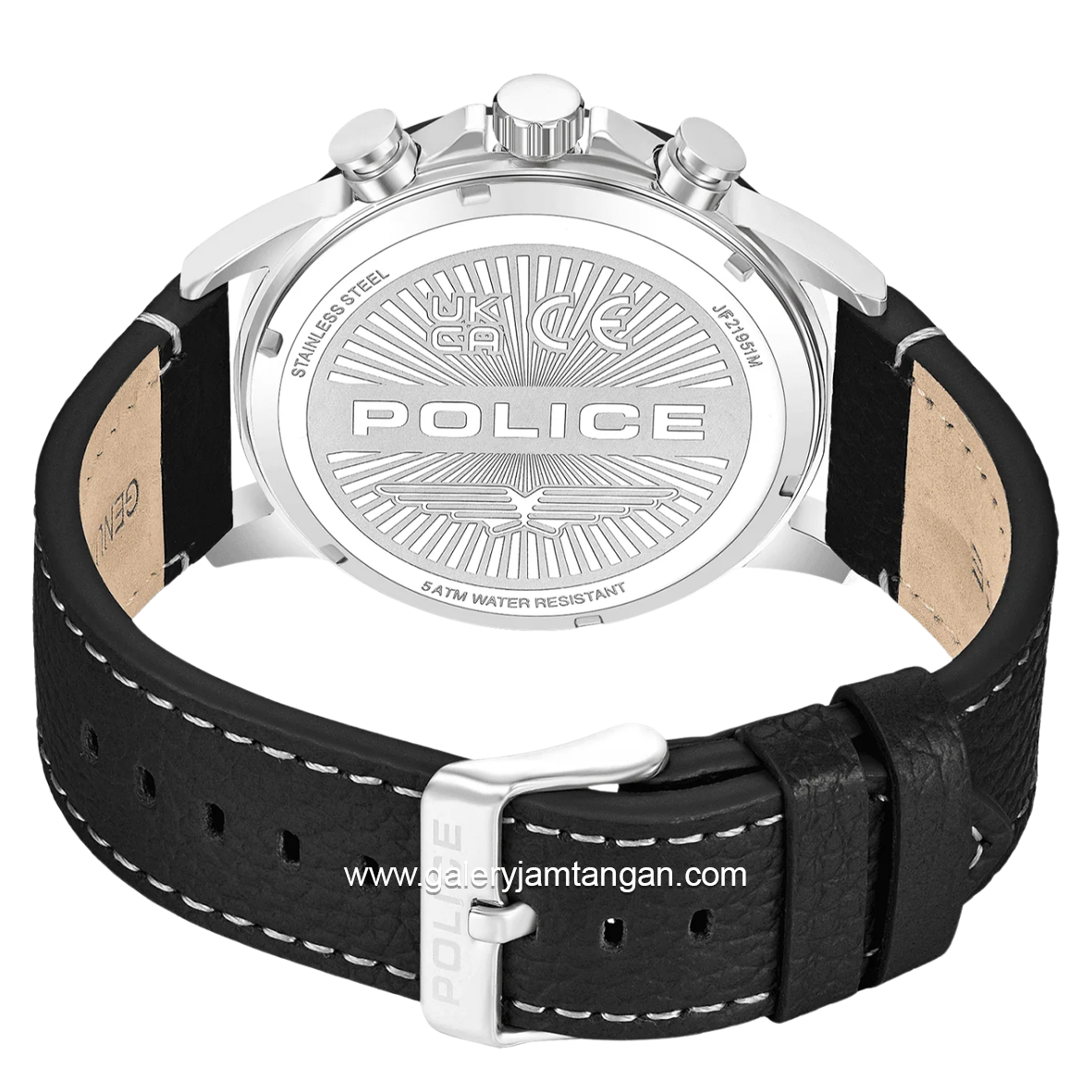 POLICE KISMET PEWJF2195141M Black Silver Leather Strap
