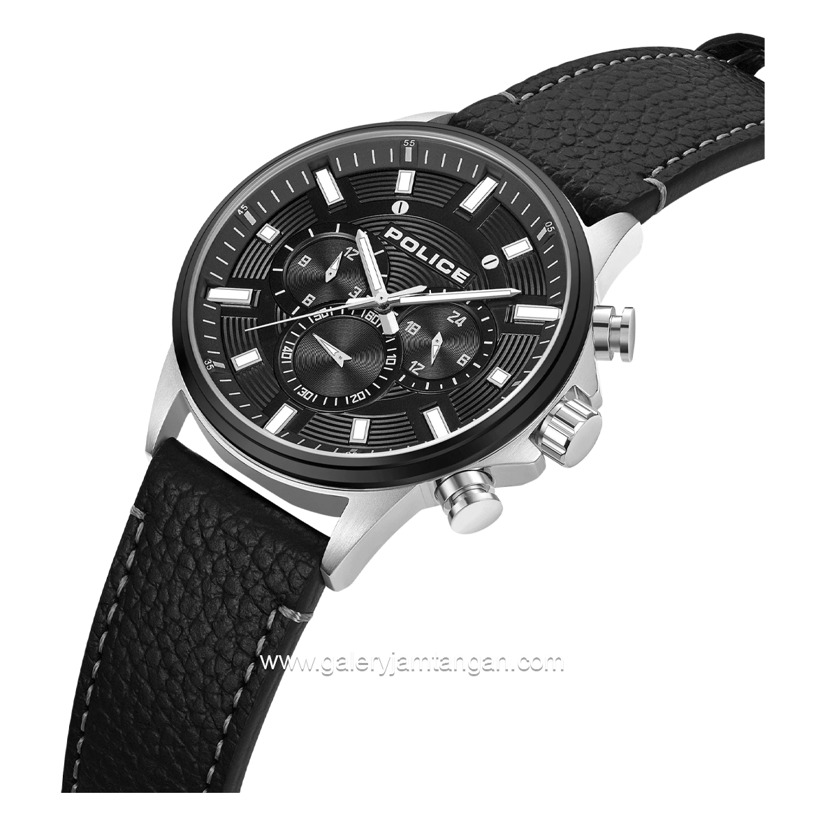 POLICE KISMET PEWJF2195141M Black Silver Leather Strap