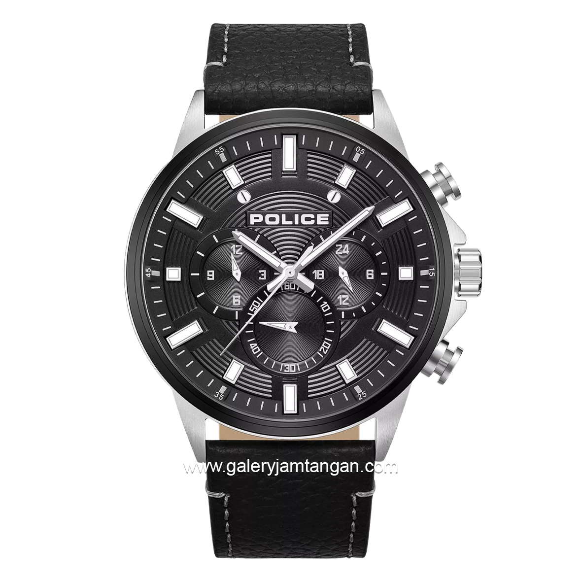 POLICE KISMET PEWJF2195141M Black Silver Leather Strap