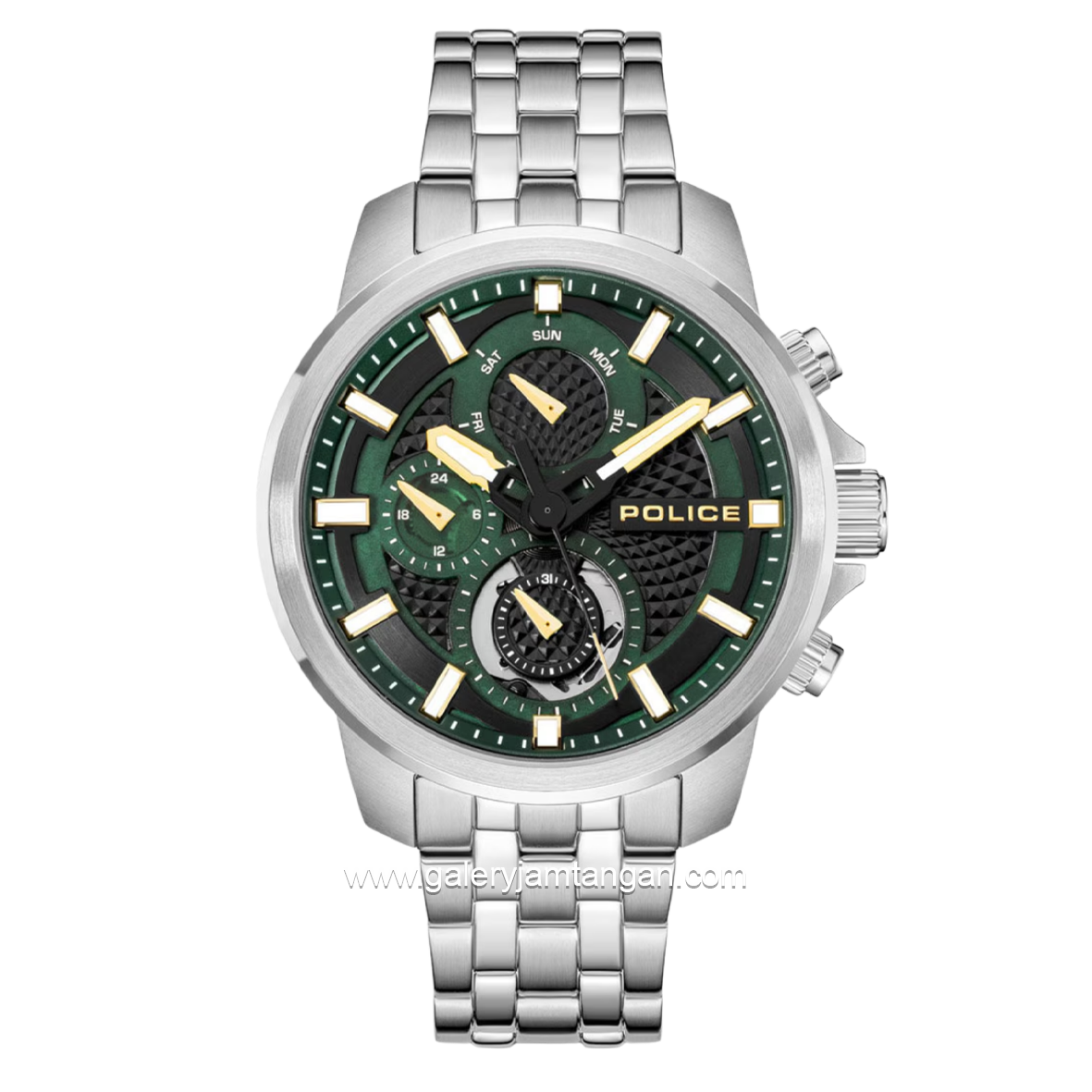 POLICE NEWPORT PEWJK0021507 Silver Dial Green Stainless Steel Strap