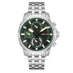POLICE NEWPORT PEWJK0021507 Silver Dial Green Stainless Steel Strap