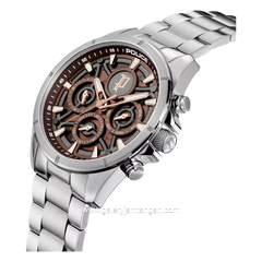 POLICE DEFENDER PEWJK2227812 Silver Dial Brown Stainless Steel Strap