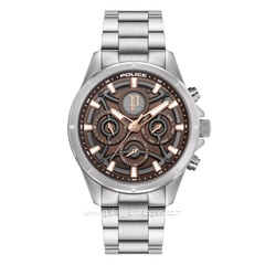 POLICE DEFENDER PEWJK2227812 Silver Dial Brown Stainless Steel Strap