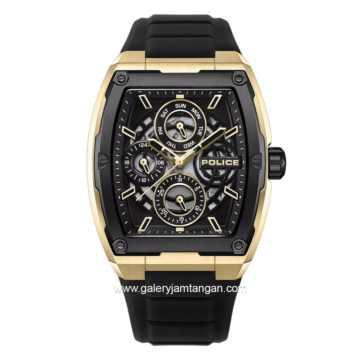 POLICE PEWJQ0004540 Black Gold Rubber Strap